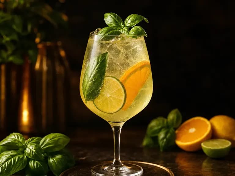 Basilikum-Zitrus-Spritz (alkoholfrei)
